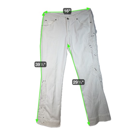 Chicos Platinum White Embellished Bootcut Jeans Women's Size 2 - Picture 9 of 11